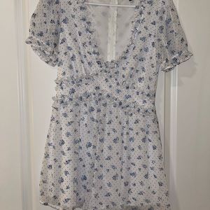 Blue and white romper